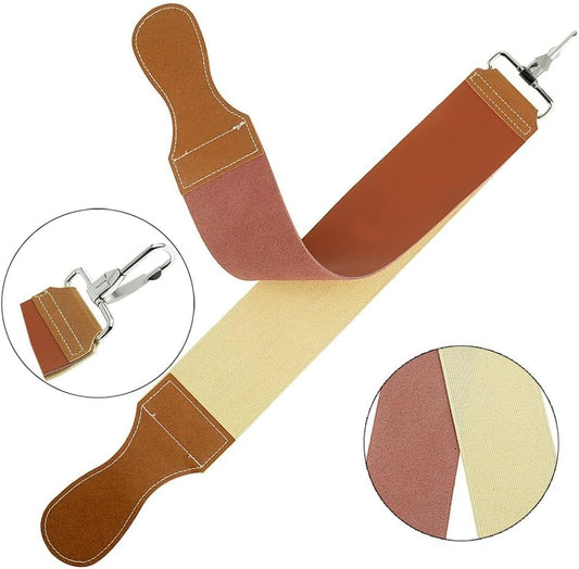 Grandslam Leather Strop for Straight Razor Sharpening and Smooth - Professional Straight Razor Knife Cowhide Dual Strop Yellow