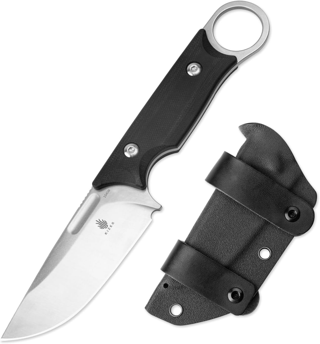 Kizer Cabox Fixed Blade Knife, 3.36" D2 Steel Fixed Blade Hunting Knife G10 Handle with Sheath, Survival Camping Knives 1048A3