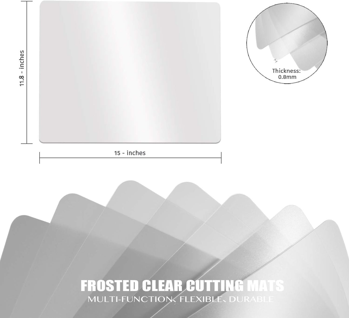 Fotouzy Plastic Cutting Boards for Kitchen, Flexible Cutting Mats Set of 7, BPA-Free, Non-Porous, Dishwasher Safe, 15x12 In, 7 Translucent Colors