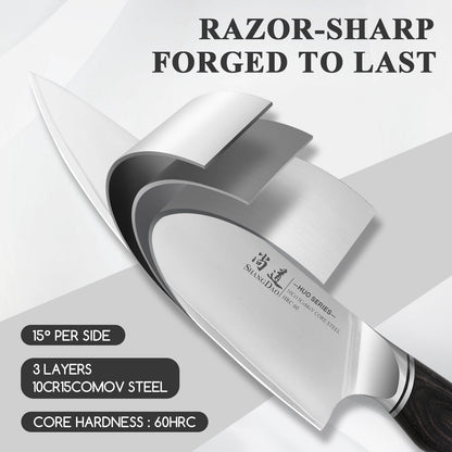 SHANGDAO 7 Inch Japanese Santoku Chef Knife, VG10 Stainless Steel Kitchen Cooking Knife with Pakkawood Handle Gift Box