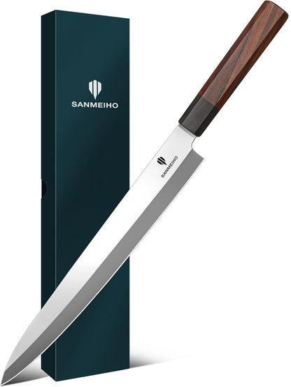 8 Inch Japanese Chef Knife, Hand Forged Gyuto Knife 9 Layers High Carbon 10CR15MOV Steel Kitchen Knife Ultra Sharp & Durable Professional Japanese Sashimi Knife with Ergonomic Rosewood Handle