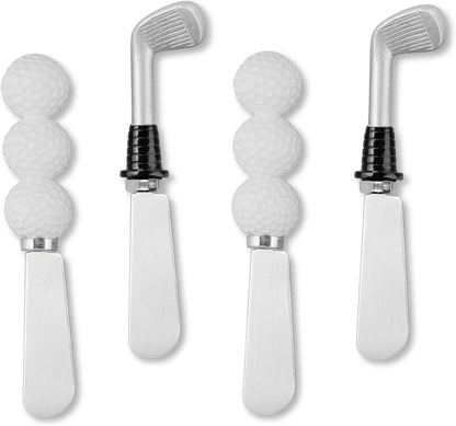 Supreme Housewares Tennis Ball Cheese Spreaders, Hand-Painted Resin Handles with Stainless Steel Blades for Spreading Cream Cheese, Butter, Jam, or Sandwich, Set of 4