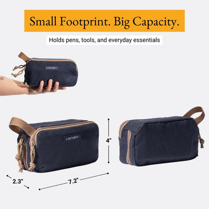 LOCHBY® Venture Pouch | Multipurpose Tactical Tool Bag | Water Resistant Waxed Canvas | Dual-Sided Zipper Pouch | for Motorcycle, Bike, EDC, Pen, Pencil, Art, Tech & Travel