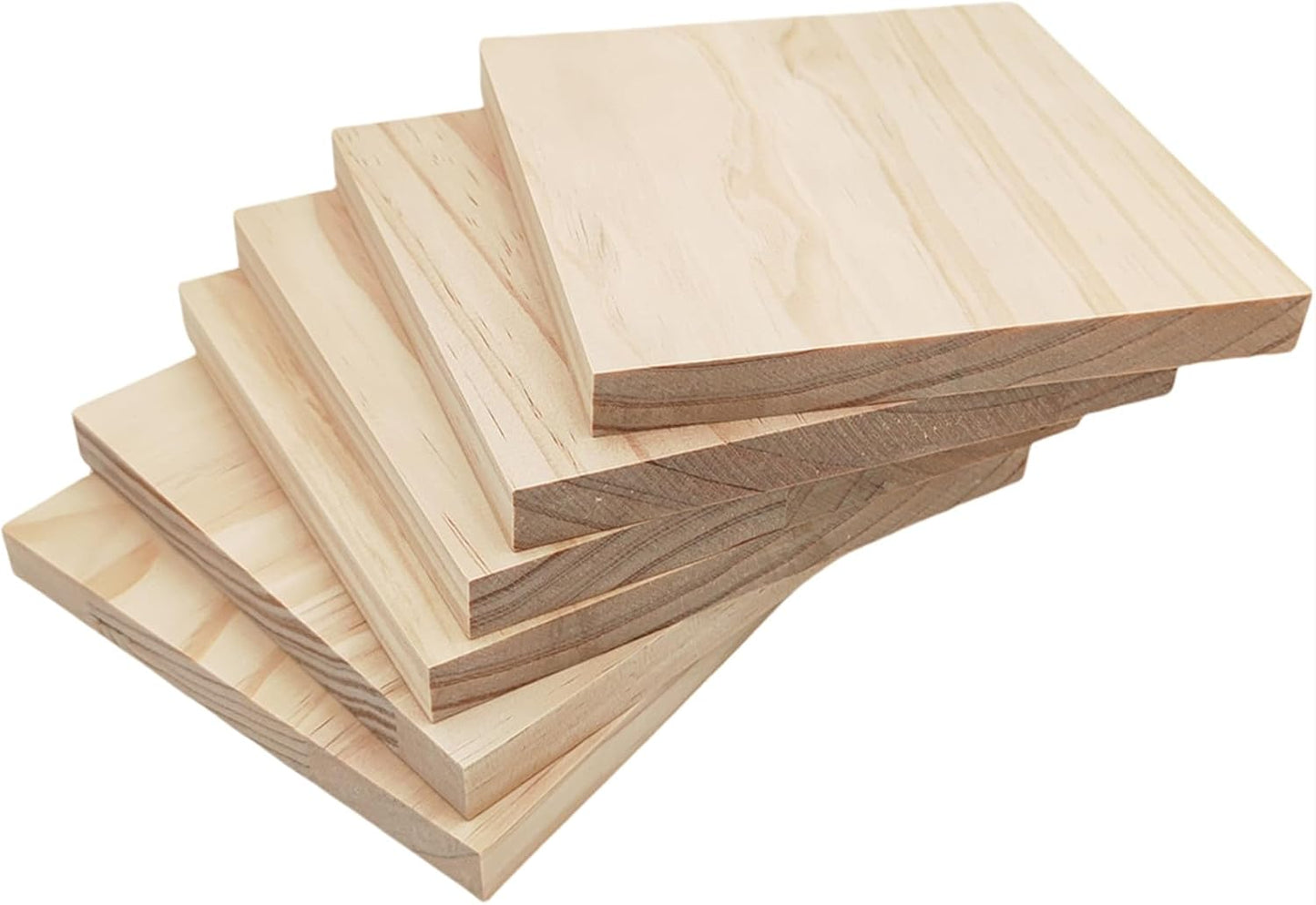 6PCS Unfinished Wood Square Blocks for Crafts, 6x6x1in Blank Wooden Squares Pine Wood Boards for Carving,DIY Wood Coasters,Painting & Burning