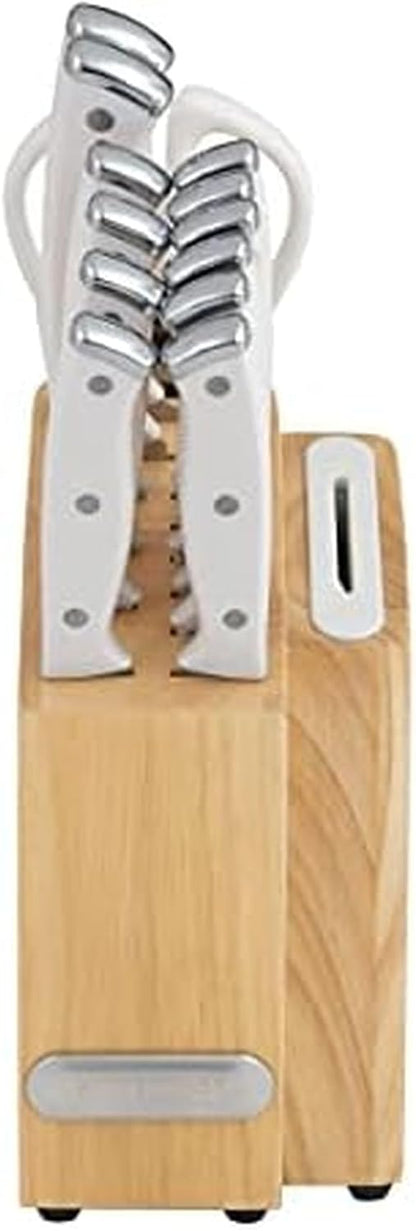 Farberware Edgekeeper Triple Riveted Slim Knife Block Set with Built in Sharpener, 14-Piece, Navy