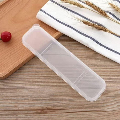 Portable Flatware Box Travel Tableware Storage Case, Simple Tableware Storage Box Case for Cutlery Kit, 9.64 x 2.32 inches (Black)