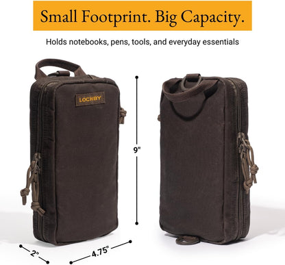 LOCHBY® Venture Pouch | Multipurpose Tactical Tool Bag | Water Resistant Waxed Canvas | Dual-Sided Zipper Pouch | for Motorcycle, Bike, EDC, Pen, Pencil, Art, Tech & Travel