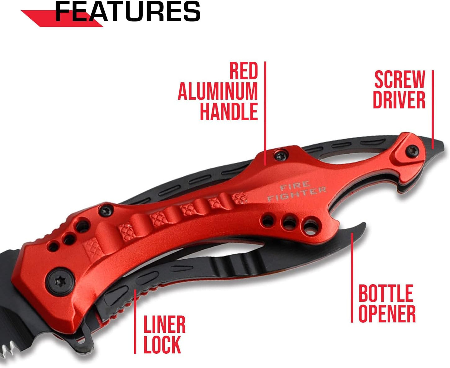 Tac-Force Folding Pocket Knife, 3.25-inch Serrated Blade, Orange Aluminum Handle, 7.75-inch Overall Length TF-705EM