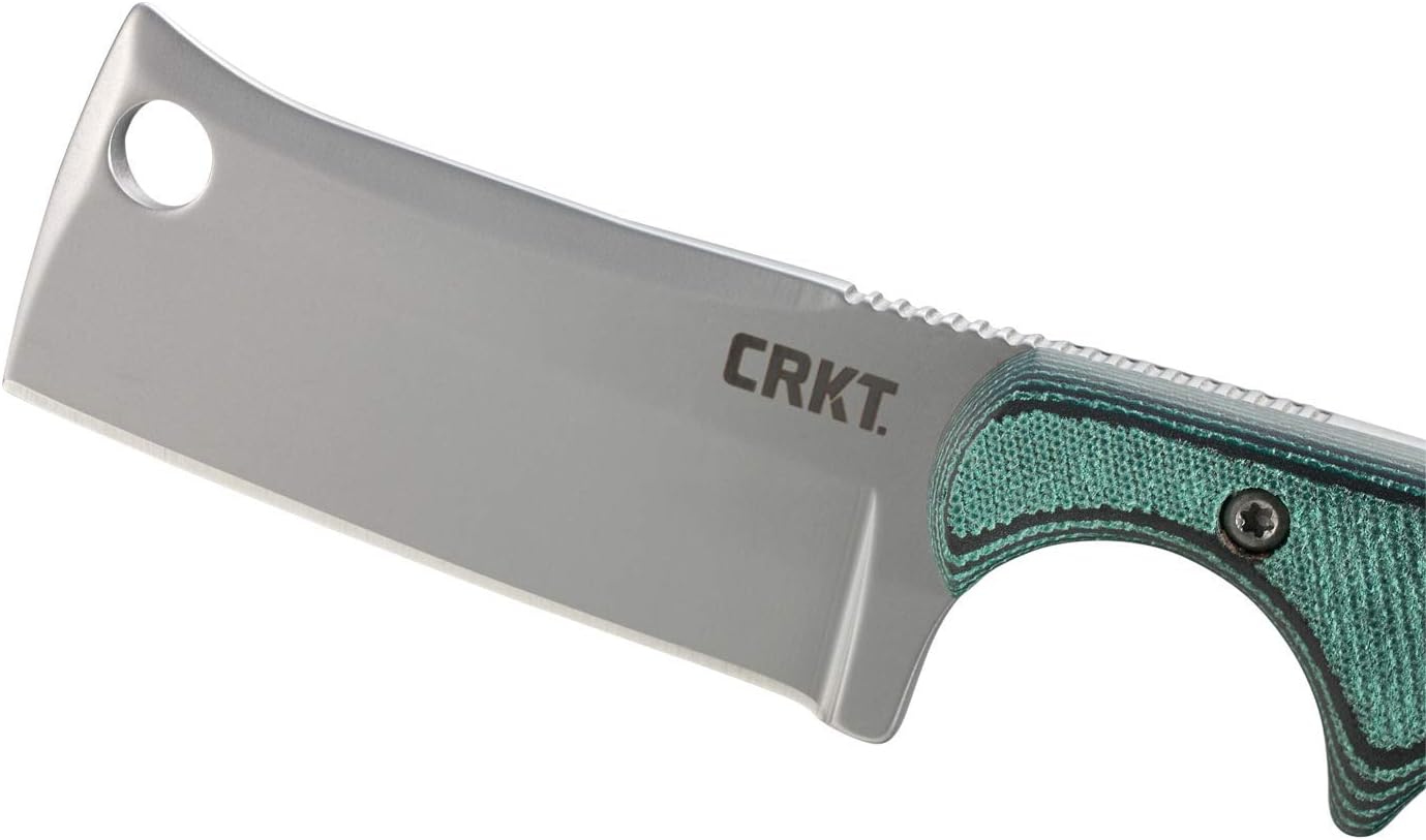 CRKT Minimalist Bowie Outdoor Survival Fixed Blade Knife with Sheath: Stainless Steel Plain Edge Blade, Micarta Handle, 2387