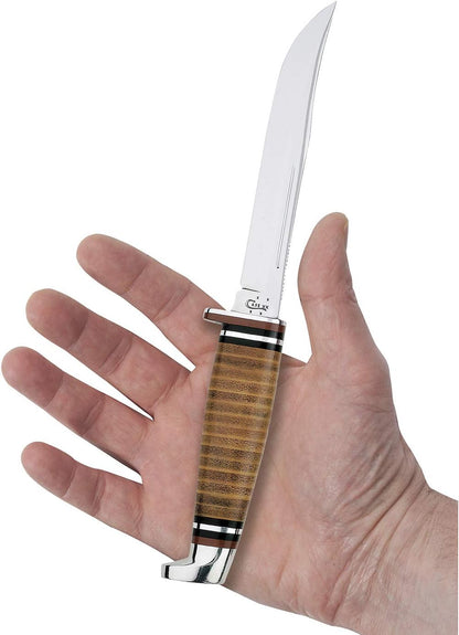Case WR XX Pocket Knife Fixed Blade Polished Leather Item #379 - (M 3 Finn SS) - Length Closed: 6 1/2 Overall Inches