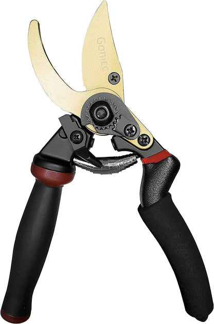 gonicc 8" Professional Premium Titanium Bypass Pruning Shears (GPPS-1003), Hand Pruners, Garden Clippers, Bonsai Cutters
