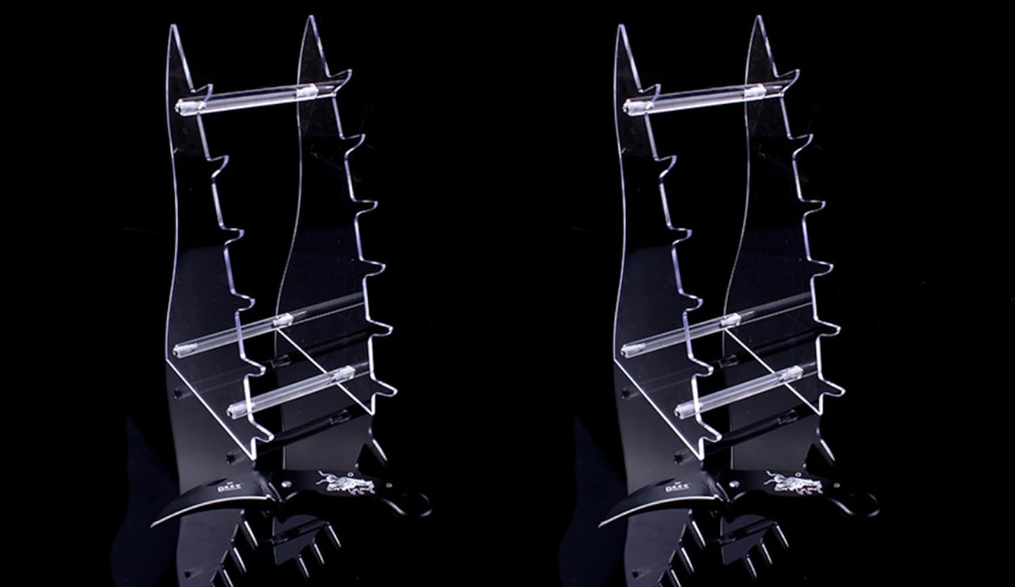 2 Sets Six Layers Heavy Duty acrylic Knife Display Stands,Pocket Knives Cabinet Holder,Hunting Survival Knife Rack