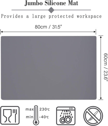 Gartful Extra Large Transparent Silicone Mat, Countertop Protector, 25.2 x 17.7 inches Silicone Sheet for Crafts Resin Jewelry Casting Mat Pad Nonstick Table Placemat