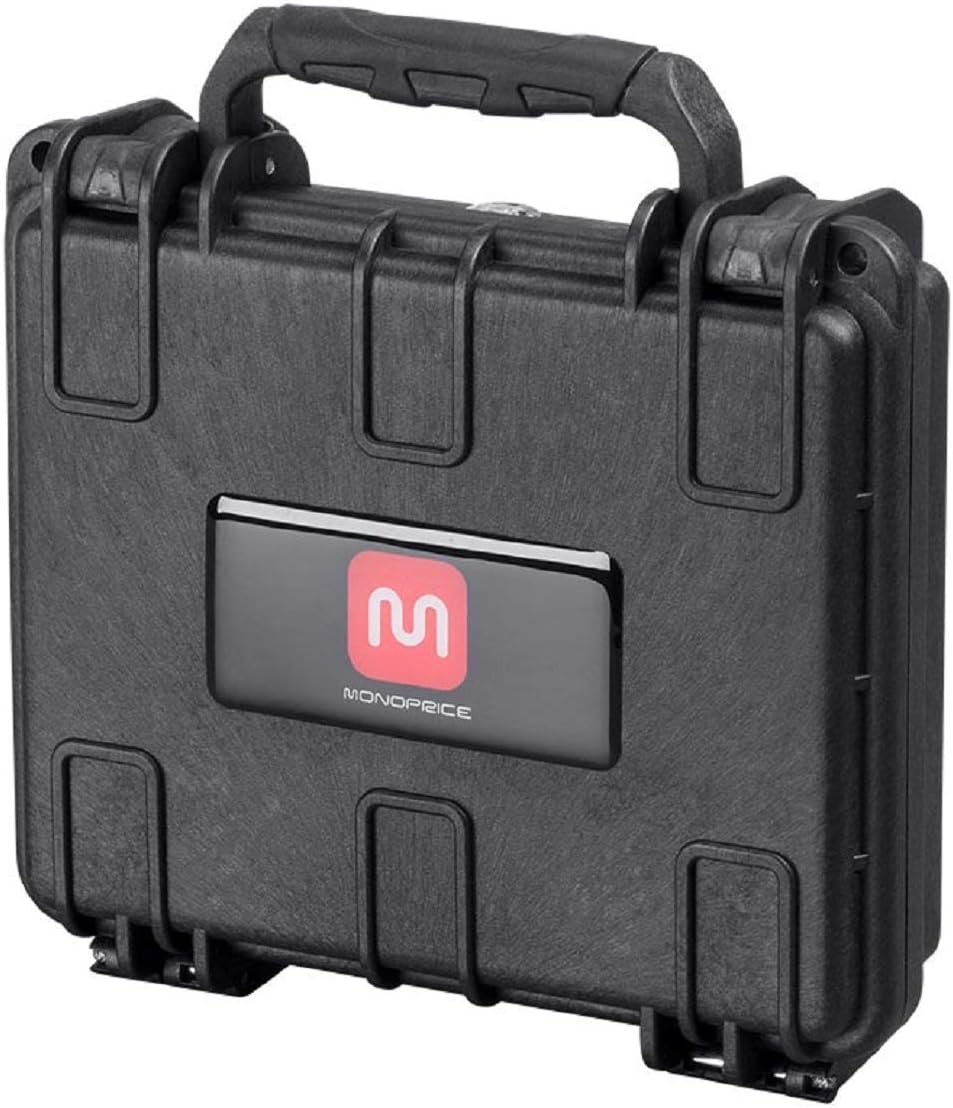Monoprice Weatherproof/Shockproof Hard Case - Black Ip67 Level Dust and Water Protection Up to 1 Meter Depth with Customizable Foam, 10" x 9" x 7", 6.6 Liter