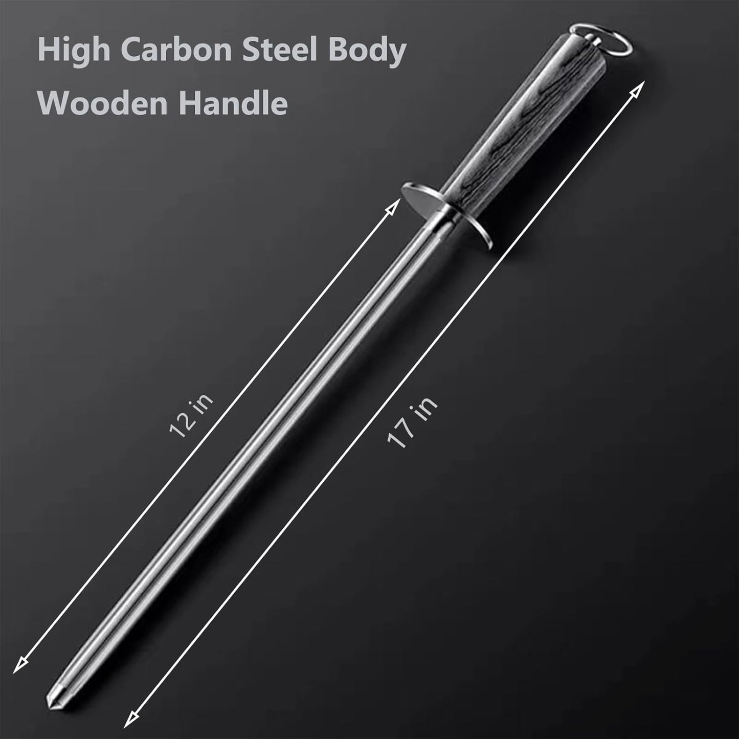 12-Inch Professional Knife Sharpener Rod – High Carbon Steel Honing Rod, Magnetized Safety, Colorful Wood Handle, Quick Blade Edge Restoration for Chef, Hunting & Household Knives