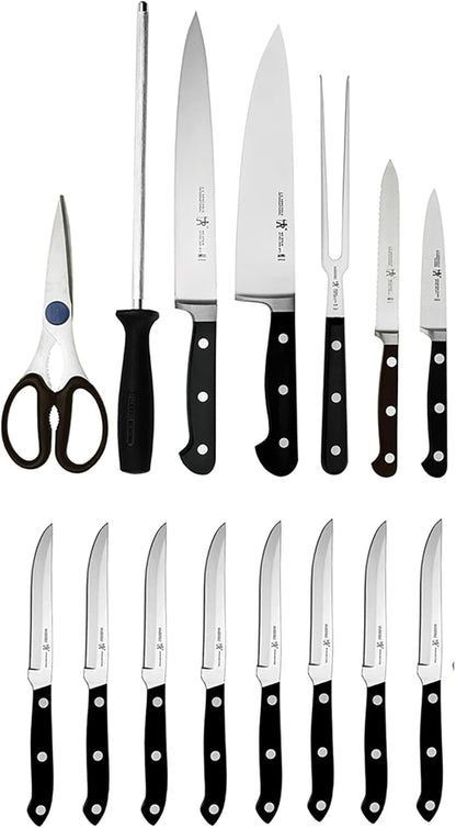 HENCKELS Classic Razor-Sharp 16-Piece Knife Block Set, Chef Knife, Bread Knife, German Engineered Informed by 100+ Years of Mastery