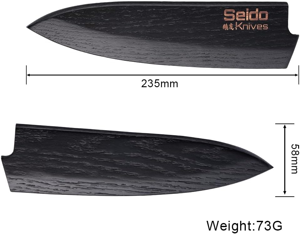 Seido Knives Saya Sheath for 8" Chef Knife - Walnut Carbon Material, Razor-Sharp Edge Chef Knife Cover