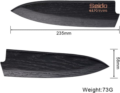 Seido Knives Saya Sheath for 8" Chef Knife - Walnut Carbon Material, Razor-Sharp Edge Chef Knife Cover