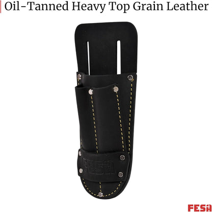FESA Leather Utility Knife Pouch - Top Grain Leather Knife Pouch for Belt with 2 Pen/Pencil Pockets & Heavy Duty Reinforced Rivets - Fits Belts up to 2" - Handcrafted