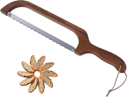 360° Rotatable Blade Wooden Bread Knife, Left-Hand Friendly, Bread Slicer, Bread Bow Saw