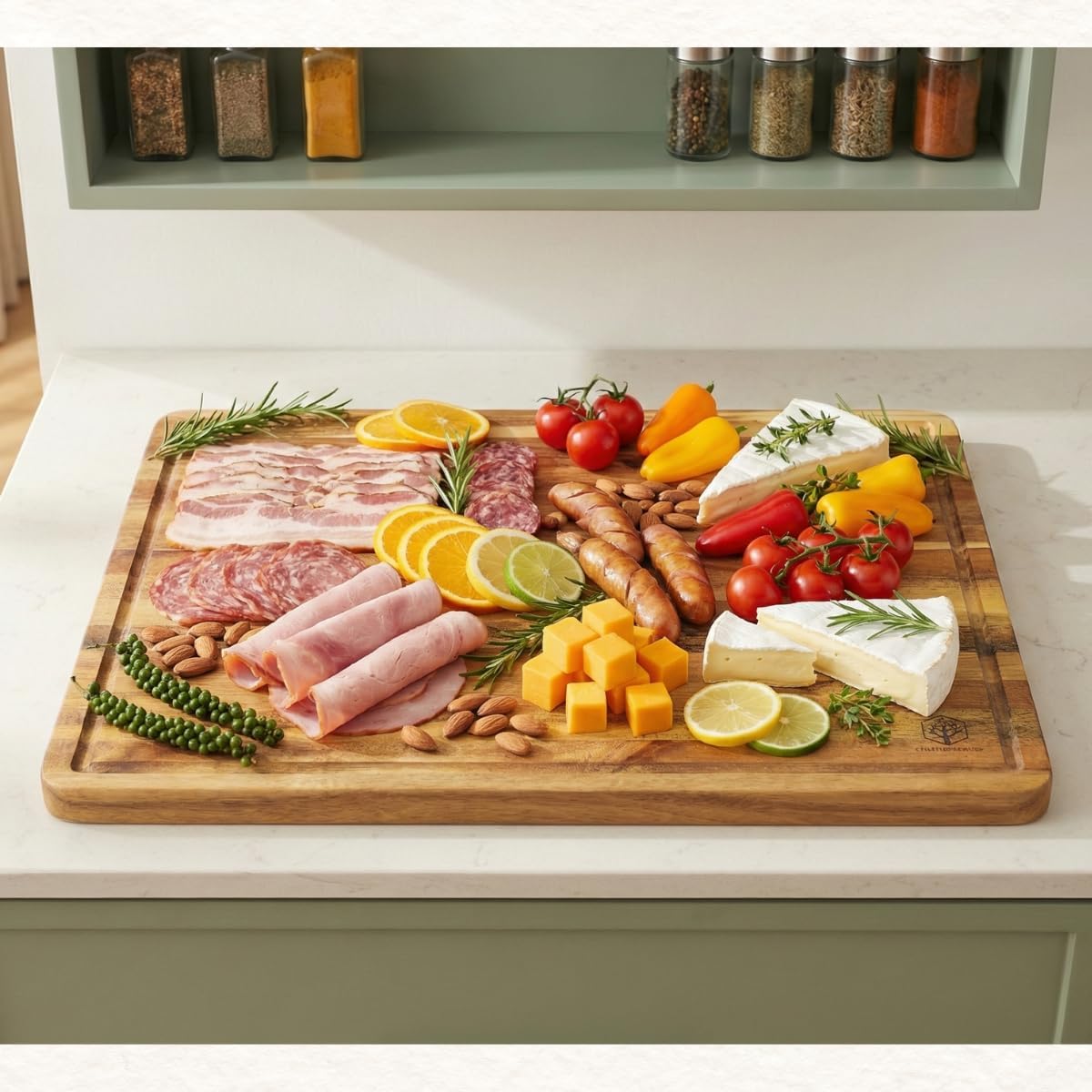 End Grain Acacia Wood Cutting Boards for Kitchen, 1.5 in Thick Butcher Block Construction for Stability, 15 x 10 in Medium Cutting Boards with Gift Box, Juice Groove and Handle