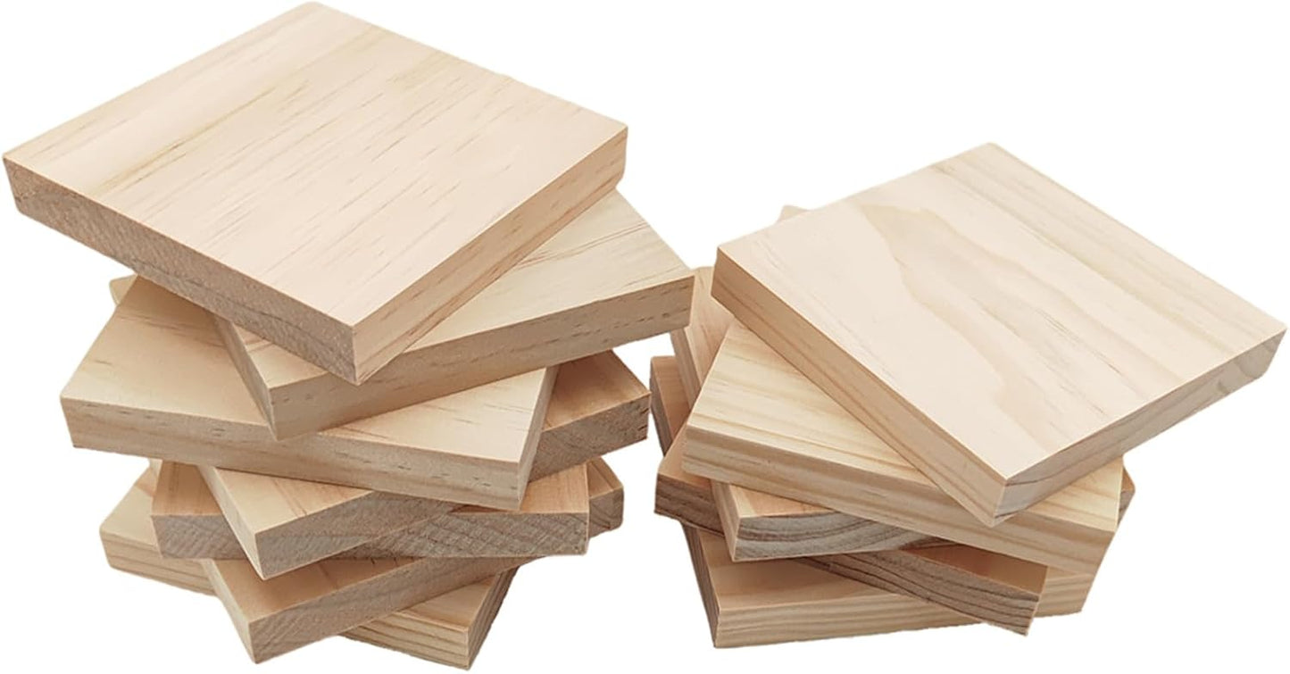6PCS Unfinished Wood Square Blocks for Crafts, 6x6x1in Blank Wooden Squares Pine Wood Boards for Carving,DIY Wood Coasters,Painting & Burning