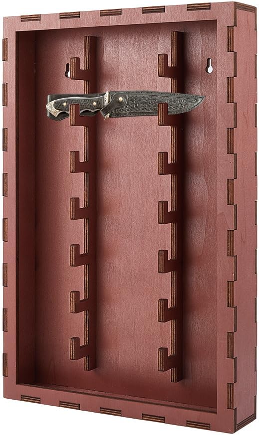 DICOSMETIC 7 Layer Wood Pocket Knife Display Case 16.73x10.83x2.36 Inch Wall Mount Knives Collection Display Holder for Collection and Storage, Holds up to 7 Knives