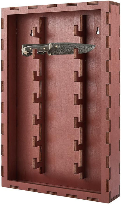 DICOSMETIC 7 Layer Wood Pocket Knife Display Case 16.73x10.83x2.36 Inch Wall Mount Knives Collection Display Holder for Collection and Storage, Holds up to 7 Knives