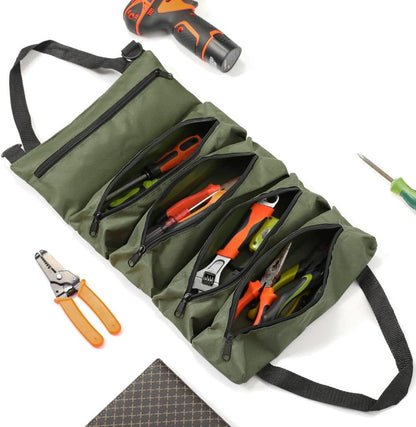Heavy Duty Roll Up Tool Bag - 5-Pocket Handtools Roll Organizer | Waterproof Tool Pouch Tools Roll Bag for Handheld Convenience | Durable handbag for Men Professional Rolling Handba