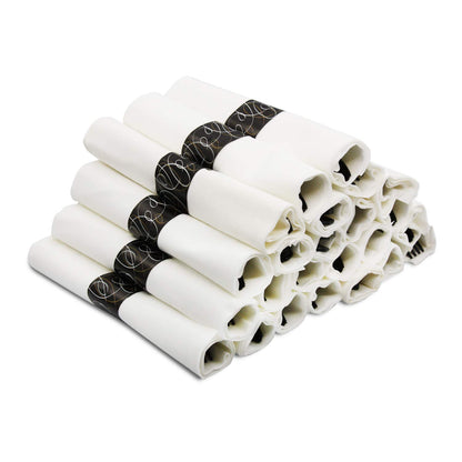 Party Essentials Pre-Rolled Disposable Extra Heavy Duty Plastic Cutlery Kit with Black Fork/Knife/Spoon and 3-Ply White Napkin (Case of 100 rolls)