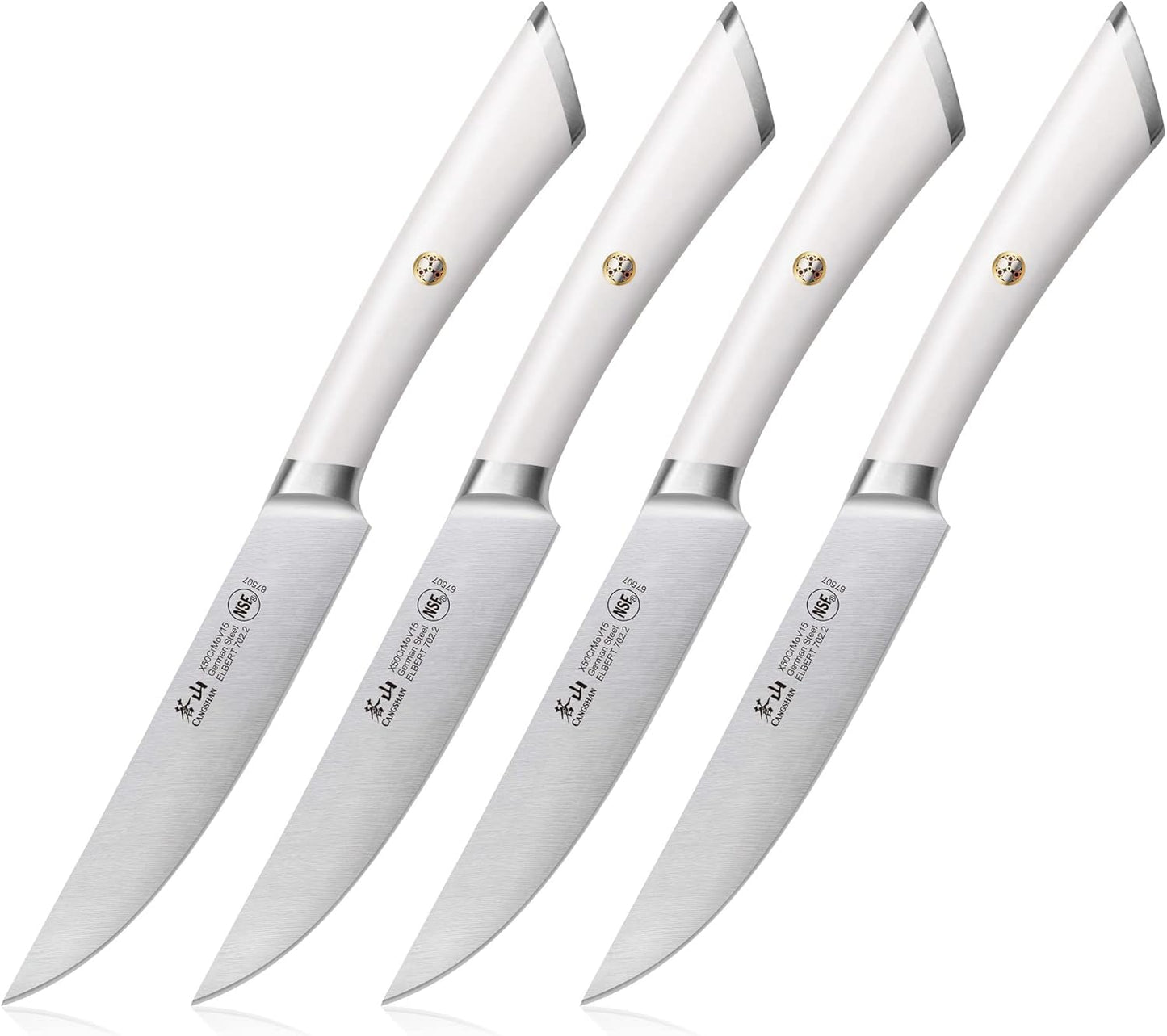 Cangshan ELBERT Series German Steel Forged 4-Piece Fine-Edge Steak Knife Set (Black)