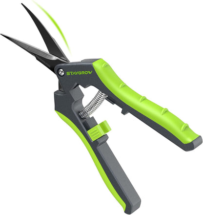 2pcs 6.5" Pruning Shears for Gardening, Ultra Sharp Garden Scissors for Precise Cuts, Stainless Steel Bonsai Clippers with Spring Loaded, 6.5 Inch Garden Shears (1pc Straight & 1pc Curved)