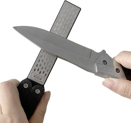 Double Sided Diamond Knife sharpener, Pocket Sharpening Stone, 400/600 Grit Foldable Knife Sharpener Gritstone Whetstone with Non-slip Handheld (Orange)