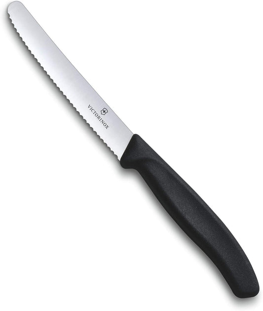 Victorinox VIC-6.7833 Swiss Classic Utility 4½" Serrated Round Blade ¾ Width at Handle Black