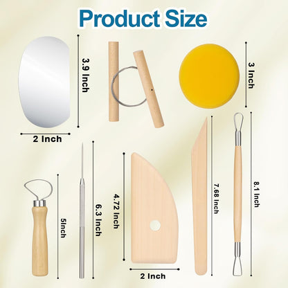 Amrules Clay Tools Kit, 12 PCS Polymer Clay Cutter Tools, Rectangle Shape Acrylic Press Board and Roller Pin Supplies Suitable for Shaping, Carving, Pottery Craft and DIY Projects