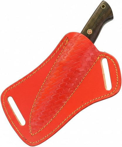 Fixed Blade Hunting Forged Tracker Knife - 8 Inches Carbon Steel Razor Sharp Blade Full Tang Bushcraft Knives with Premium Leather Belt Sheath. Used For Hunting Outdoor Camping, Hiking, Skining Knife.