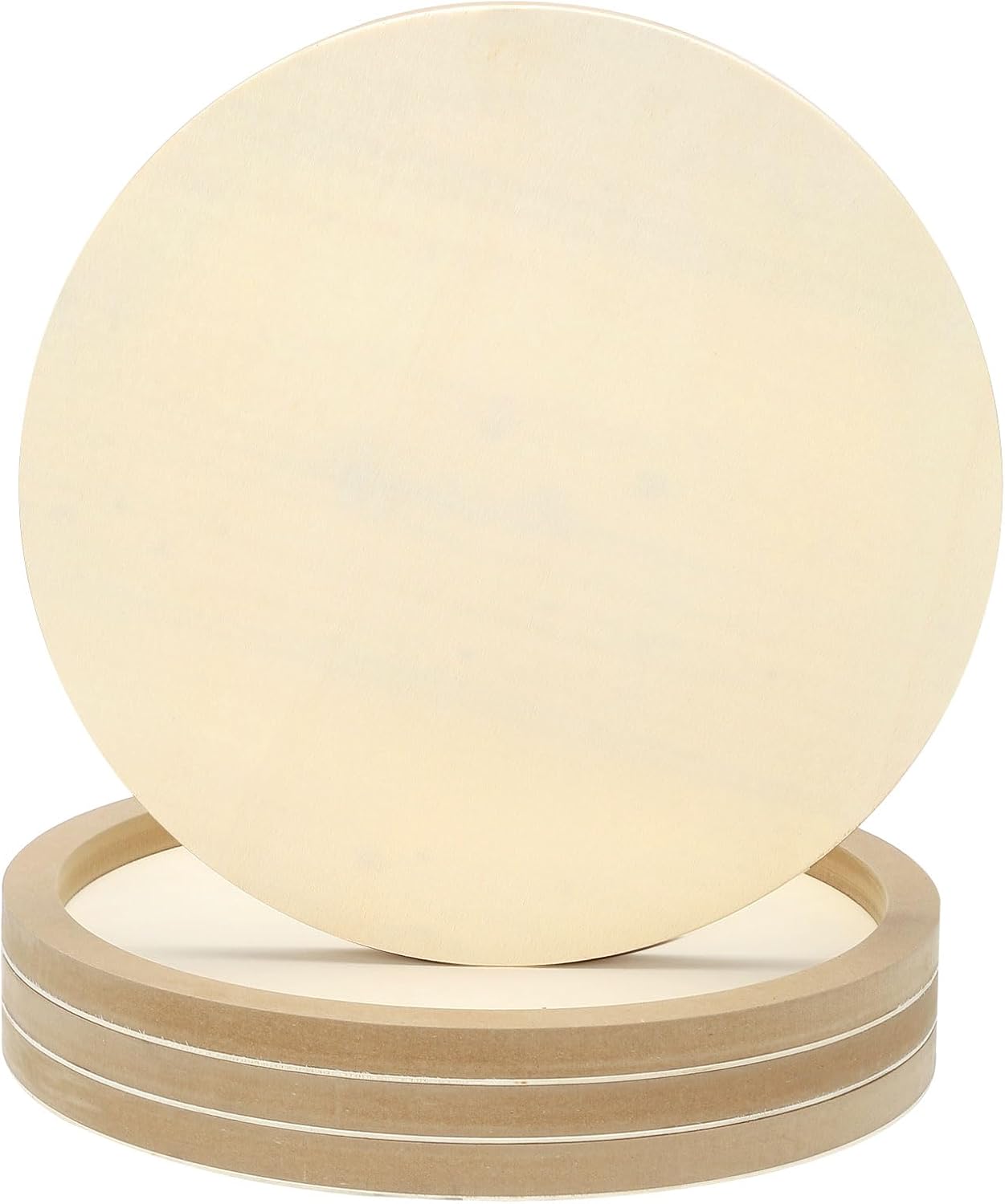 PATIKIL 14" Round Wood Canvas Panels, 4pcs Unfinished Wood Plaque Disc Circle Board for Craft Projects, Art Painting, Carving, Engraving, DIY