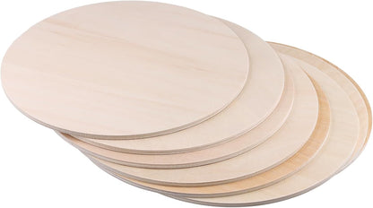 SHEUTSAN 12 PCS 11.8 Inch Wood Circles, 1/4 Inch Round Wood Sheets, Unfinished Wood Rounds Cutout for Handicrafts, Model Making, Painting, Decorating