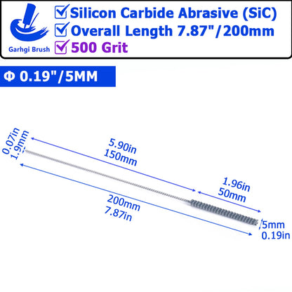 Garhgi 0.177" (4.5mm) Cylinder Hone Brush, 240 Grit Silicon Carbide Abrasive Nylon Spheres for Metal Stainless Steel Cast Iron Deburring Deglazing Surface Finishing Small Diameters