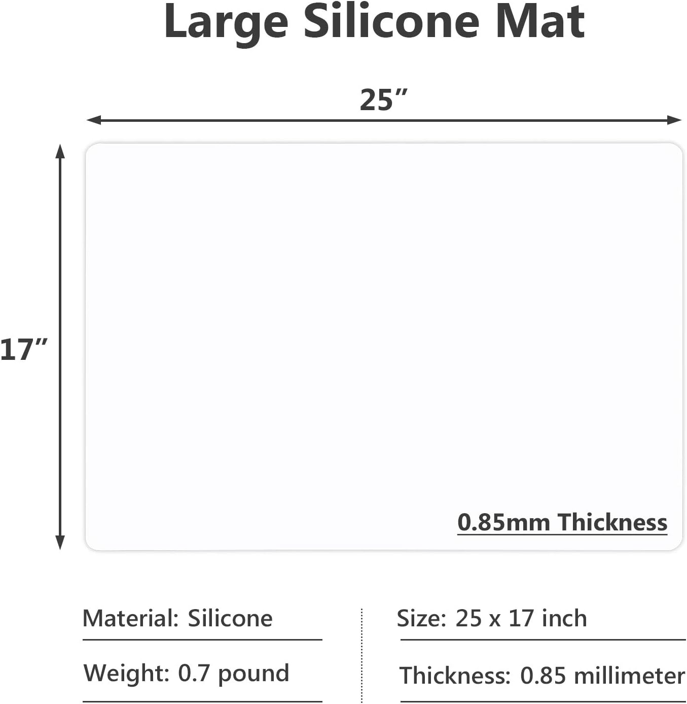 Gartful 25“x17”x0.03“ Silicone Mats for Kitchen Counter, Large Silicone Countertop Protector, Nonskid Heat Resistant Desk Saver Pad, Multipurpose Mat, Placemat, Dark Gray