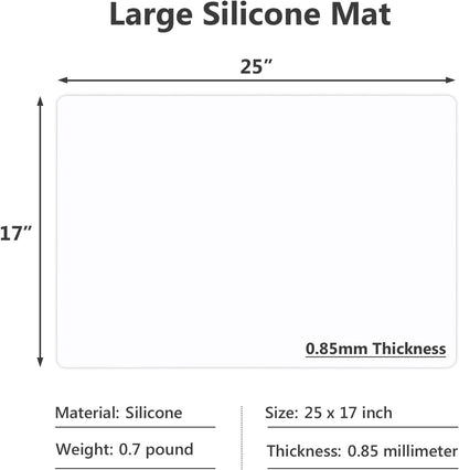 Gartful 25“x17”x0.03“ Silicone Mats for Kitchen Counter, Large Silicone Countertop Protector, Nonskid Heat Resistant Desk Saver Pad, Multipurpose Mat, Placemat, Dark Gray