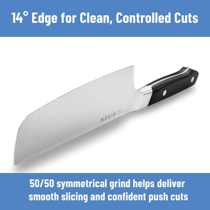 Misen 5.5” Nakiri Knife - Japanese Vegetable Knife, AICHI ACUTO440 High-Carbon Stainless Steel - Razor-Sharp 14° Edge - Compact, Rust-Resistant Kitchen Knife for Chopping, Slicing & Meal Prep - Blue