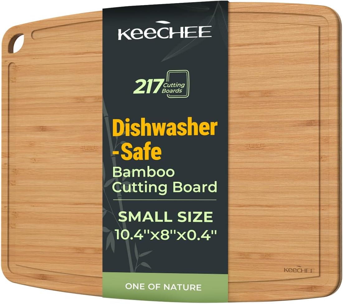 Keechee Dishwasher Safe Bamboo Cutting Board, Lightweight & Durable Wood Cutting Board, Reversible with Juice Groove, Easy to Store & Clean, Ideal Kitchen Gift for Home Cooks
