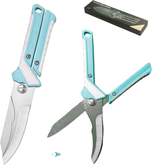 NOVANO Heavy Duty Poultry Shears, Kitchen Scissors for Food, 2 in 1 Premium Kitchen Shears with Non-Slip Handle & Safety Lock, For Chicken, Bone, Meat Cutting, Turkey, Fish, Vegetables- Spring Loaded