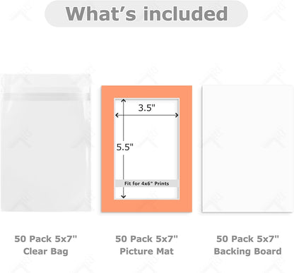 Golden State Art, Pack of 10 Mix Pre-Cut 5x7 Picture Mat for 4x6 Photo with White Core Bevel Cut Mattes Sets. Includes 10 High Premier Acid Free Bevel Cut Matts & 10 Backing Board & 10 Clear Bags
