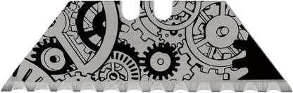 NDZ Performance Serrated Steel Blade Replacement for Utility Knife & Box Cutters, Custom Double Sided Laser Engraved Designs, Silver - Skull - 3 Pack