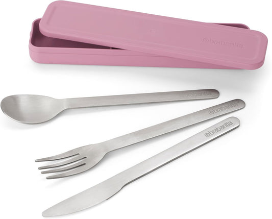 Brabantia - Make & Take Cutlery Set with Case - Pack of 3: Cutlery Knife, Spoon, & Fork - Hygienic Compact Design - Stainless Steel - Dishwasher Safe - Travel Cutlery Set for 1 Person - Black