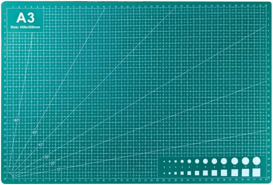 Cutting Mat Art Sewing Mat 17.7"L x 11.8"W Gridded Rotary Cut Board Double-sided for Crafts Hobby Project Sewing Fabric (2, Green, A3:17.7"L x 11.8"W)