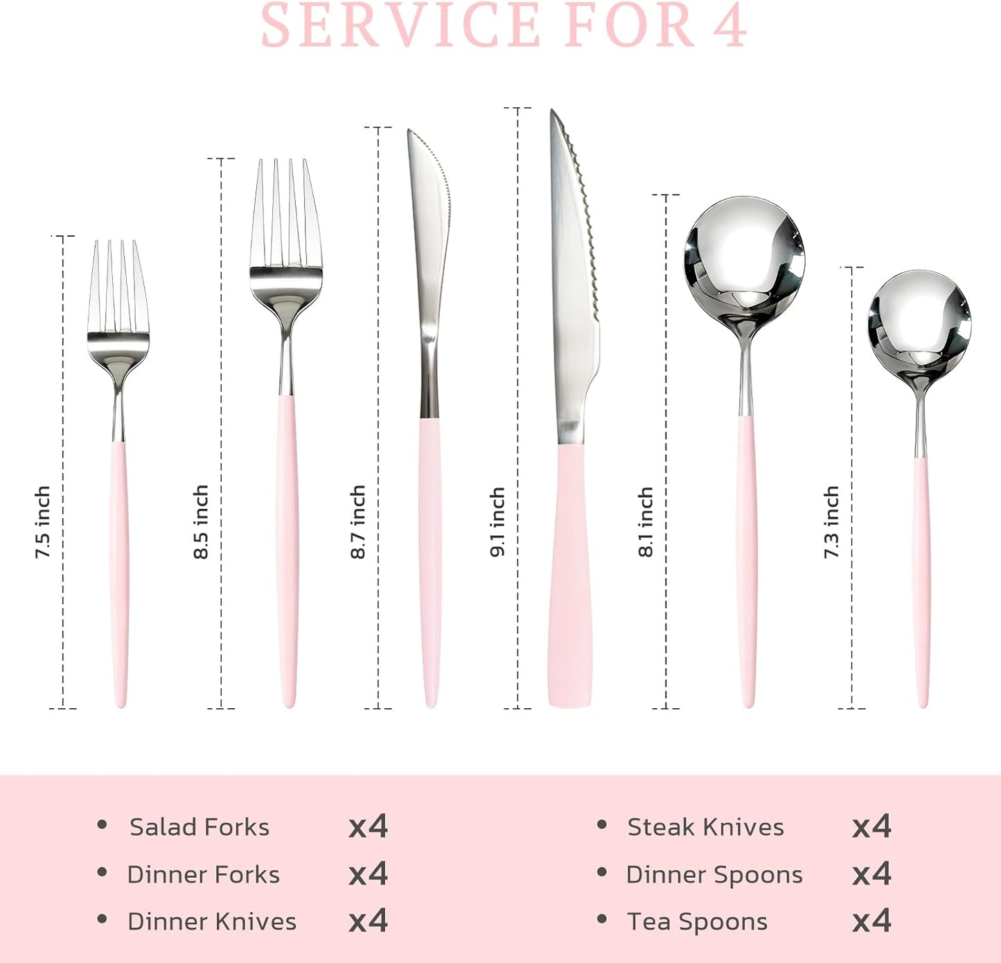 Astercook Silverware Set 48-Piece Gold Flatware Set with Steak Knives Food-Grade Stainless Steel Cutlery Set for 8 Mirror Polished Utensils Set for Home Kitchen Restaurant Valentine's Gift