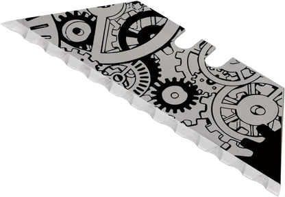 NDZ Performance Serrated Steel Blade Replacement for Utility Knife & Box Cutters, Custom Double Sided Laser Engraved Designs, Silver - Skull - 3 Pack